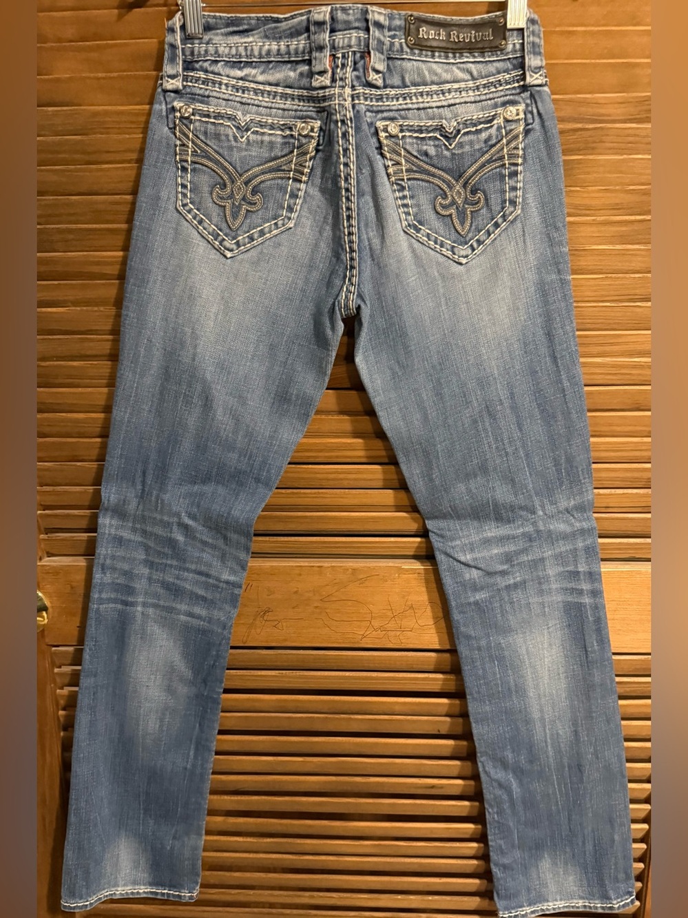 Rock Revival Women's Light Blue Straight Leg Jeans with Embroidered Back Pockets
